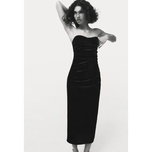 Zara Black Velvet Strapless Dress